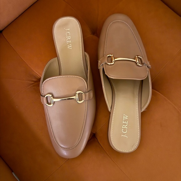 J. Crew factory Tan Mules with gold bar - Picture 3 of 5